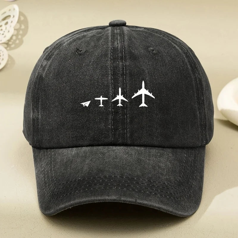 Retro Airplane Print Baseball Cap