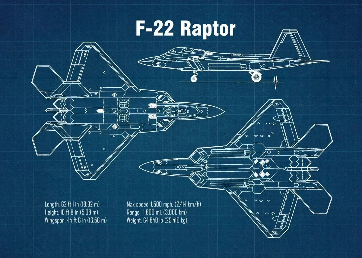 Fighter Jet Blueprint Wall Art
