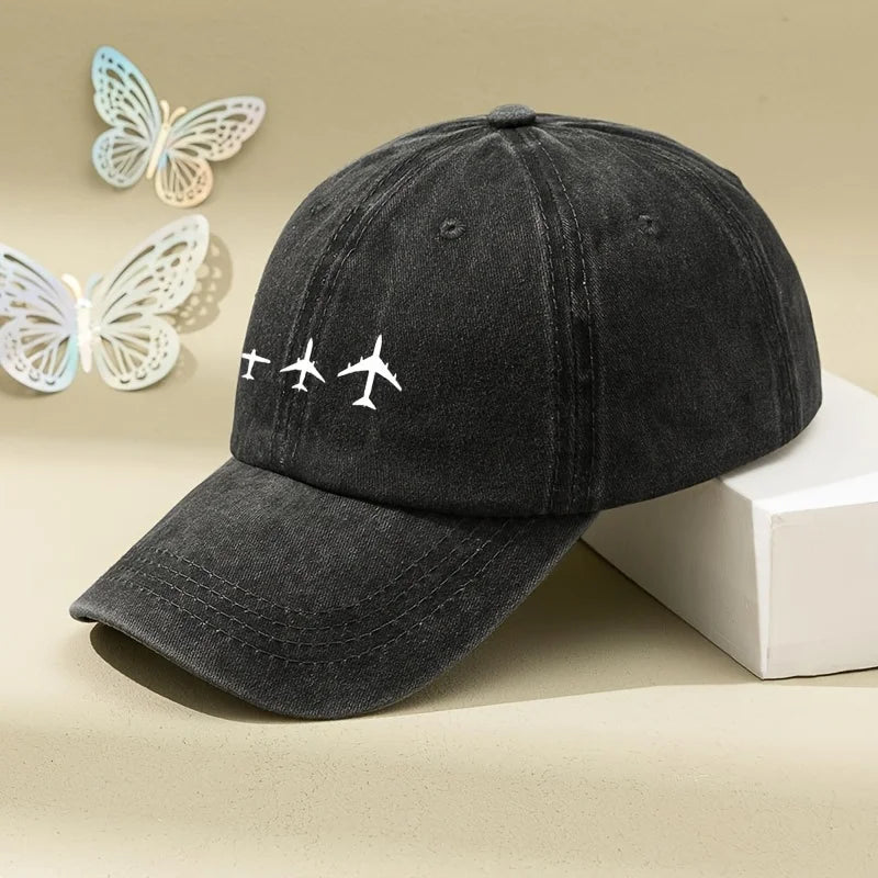 Retro Airplane Print Baseball Cap