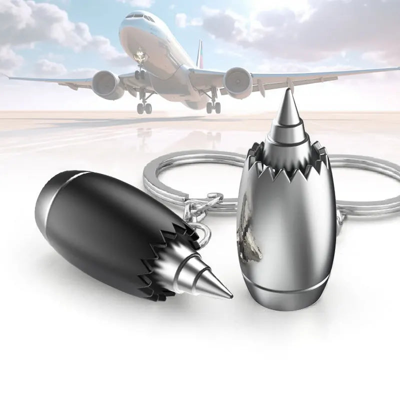 Metal Aircraft Engine Keychain