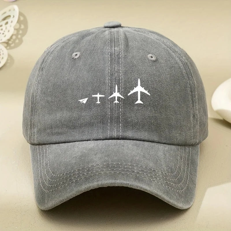 Retro Airplane Print Baseball Cap