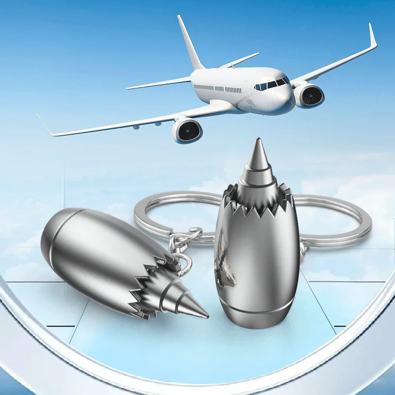 Metal Aircraft Engine Keychain