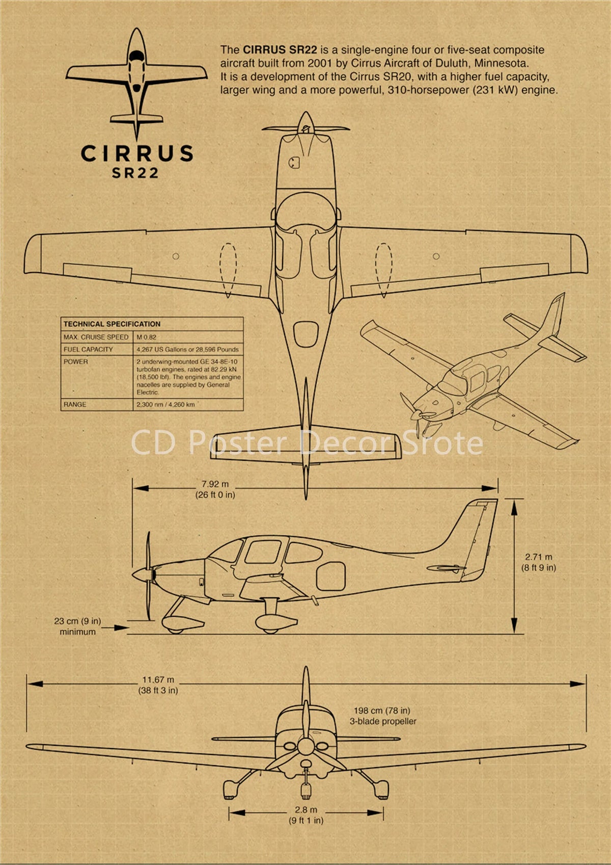 Aircraft Structure Vintage Poster
