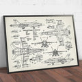Fighter Jet Blueprint Wall Art