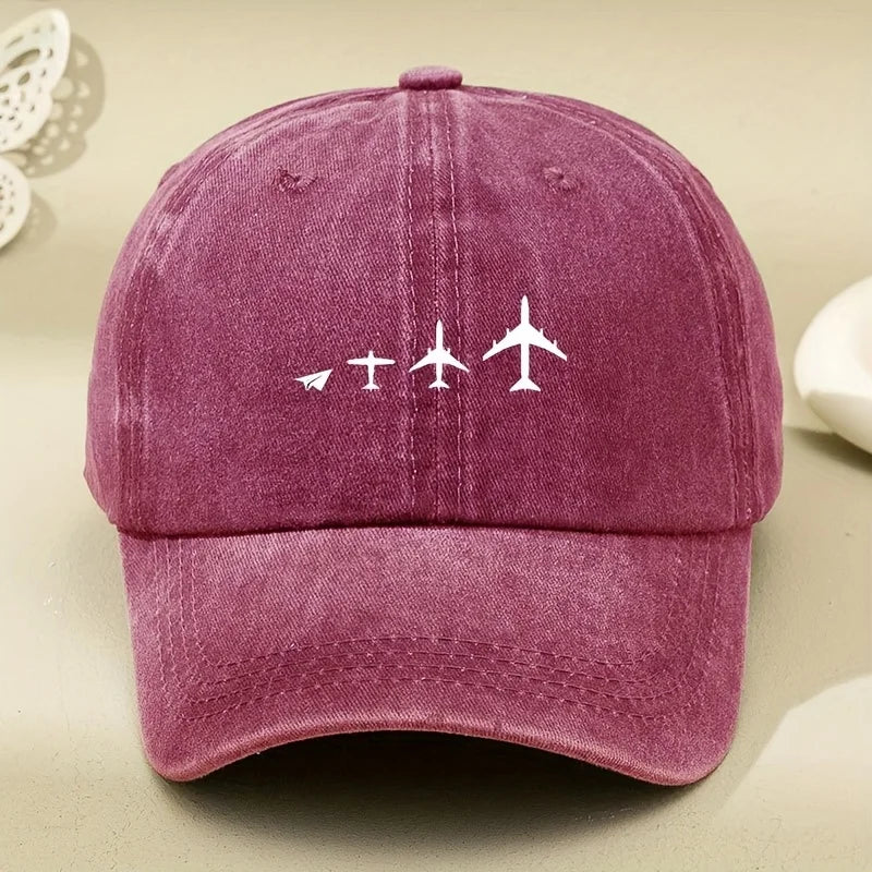 Retro Airplane Print Baseball Cap