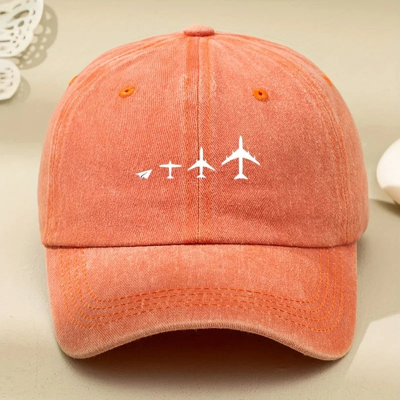 Retro Airplane Print Baseball Cap