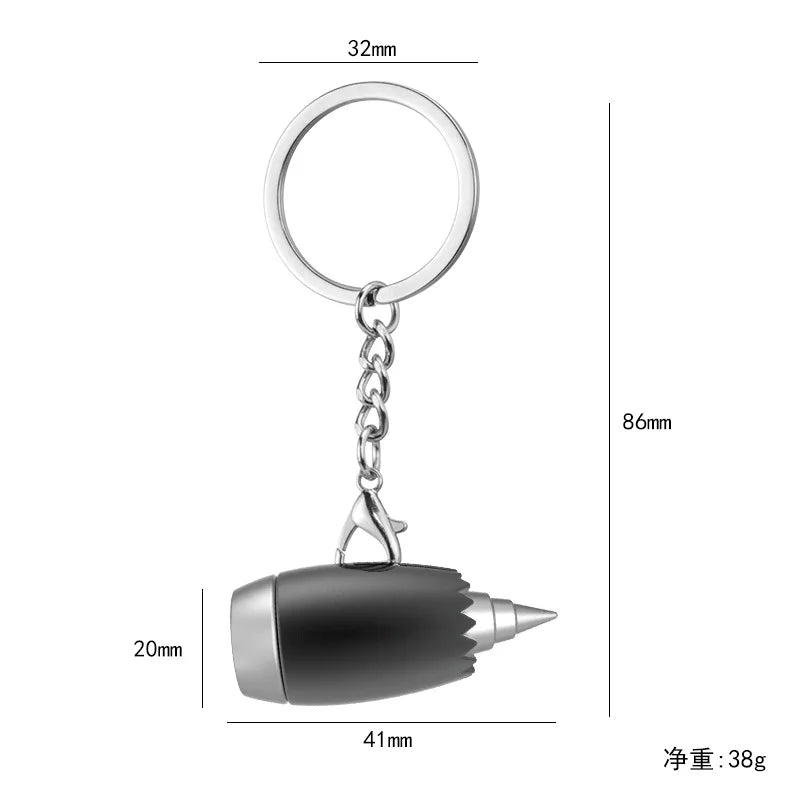 Metal Aircraft Engine Keychain