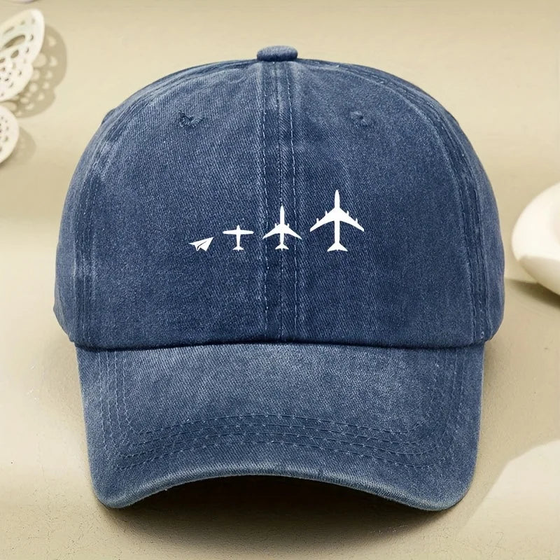 Retro Airplane Print Baseball Cap