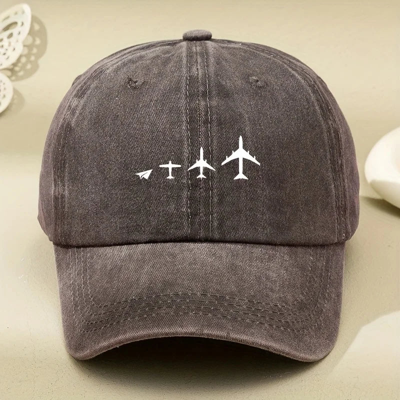 Retro Airplane Print Baseball Cap