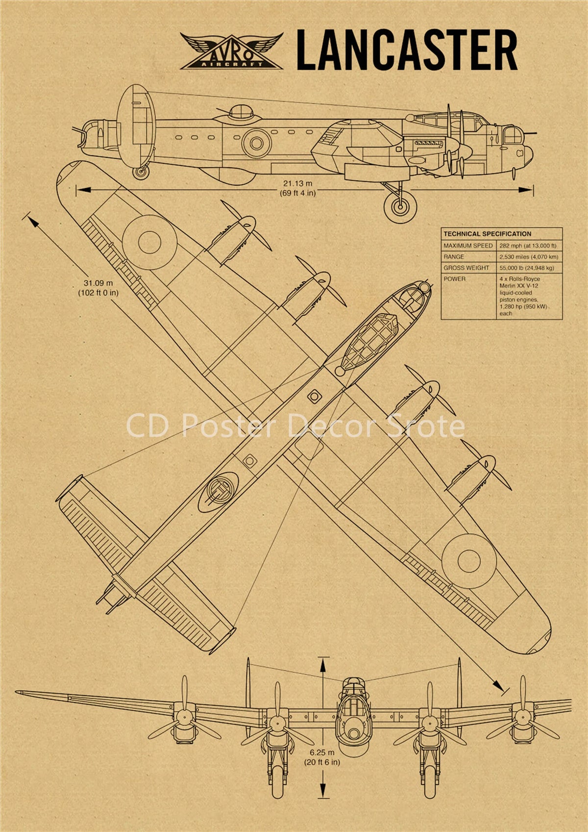 Aircraft Structure Vintage Poster