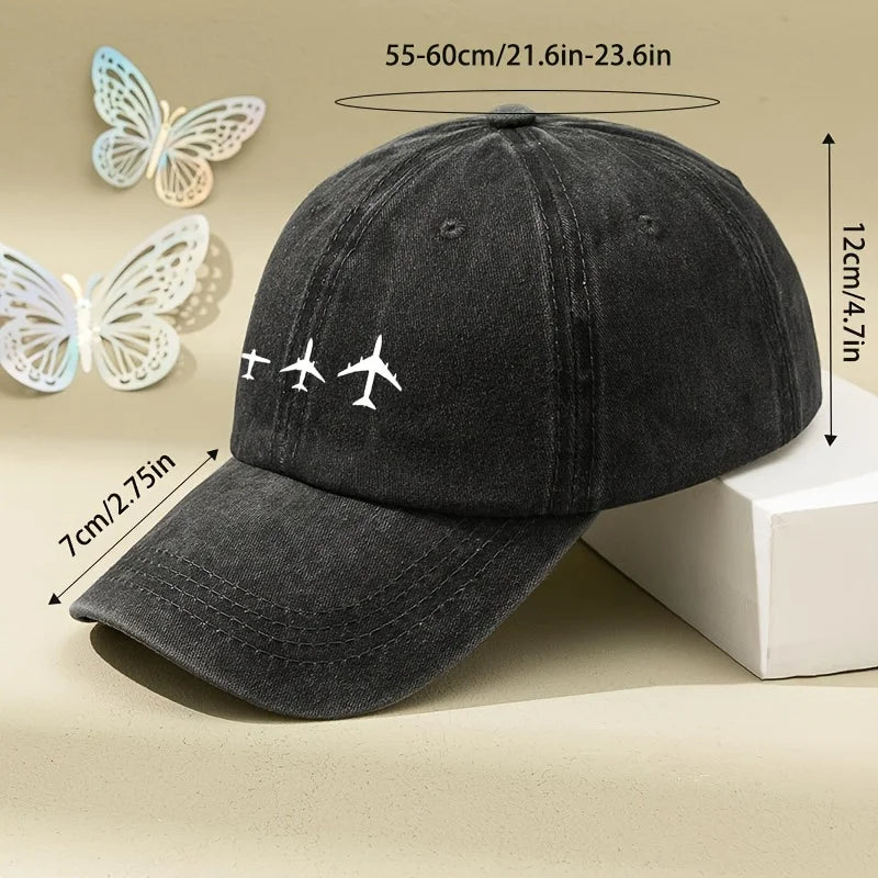 Retro Airplane Print Baseball Cap