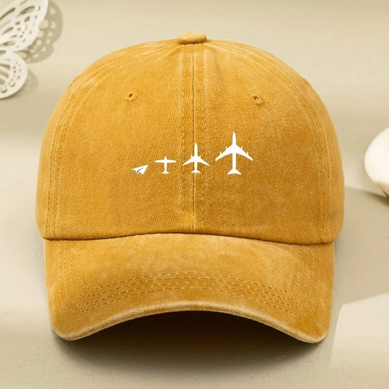 Retro Airplane Print Baseball Cap